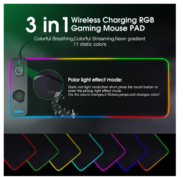 VaultHaul 3-in-1 Wireless Charging RGB Mouse Pad