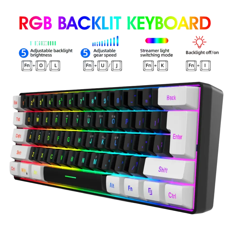 Compact 61-Key Wired Membrane Keyboard